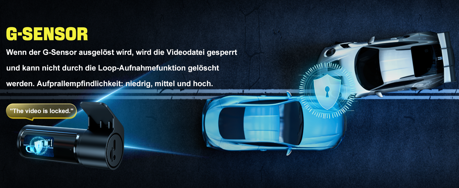 Відеореєстратор AQV Dashcam Auto Vorne und Hinten 4K з WiFi, 64GB SD, G-сенсор, Super Night Vision, 170°+140° Кут огляду, Black-D18