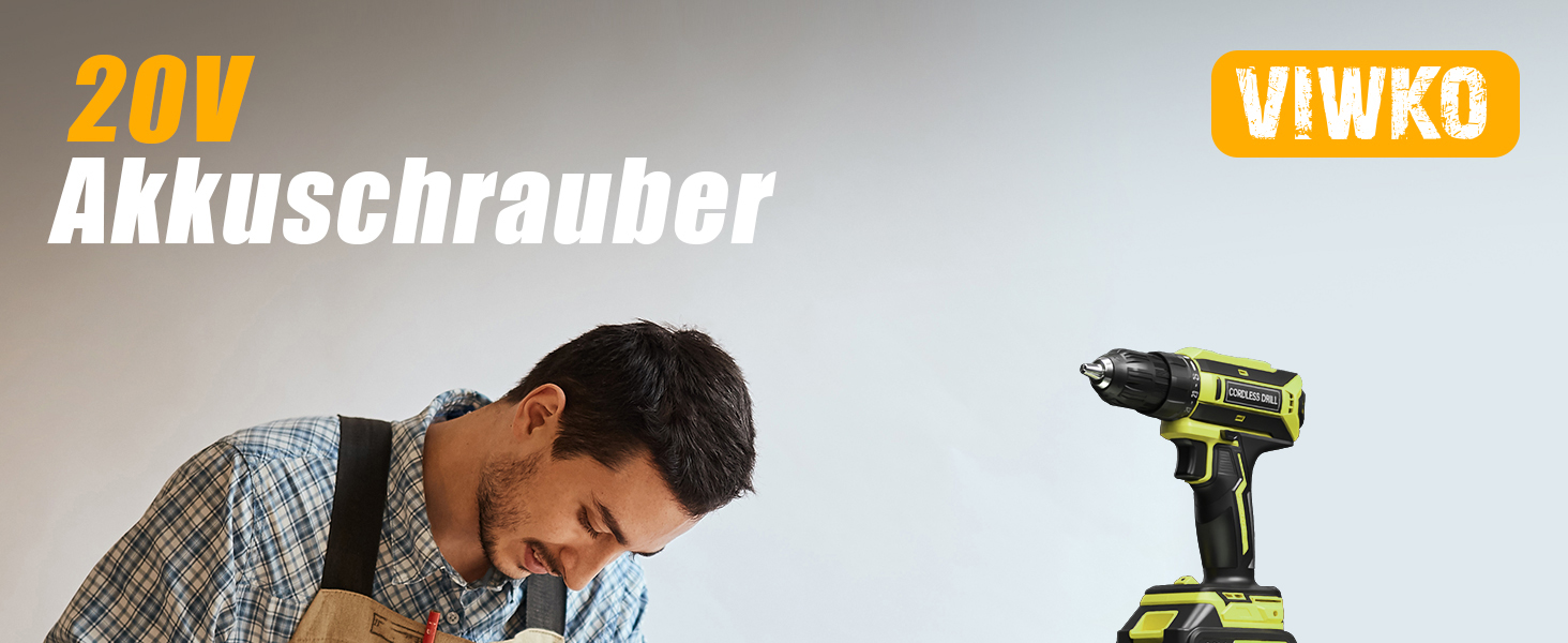 Акумуляторний шурупокрут/дрель 20V, 56 шт. у комплекті, 42Nm, LED-підсвічування, для дому та ремонту