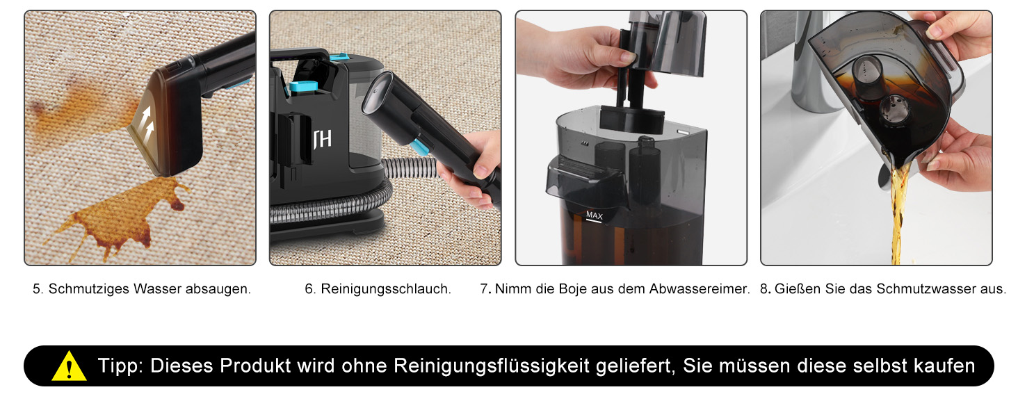 Пристрій для чищення оббивки Nassauger, 450W, 12kPa: мийний пилосос для килимів, оббивки та автосидінь (чорний)