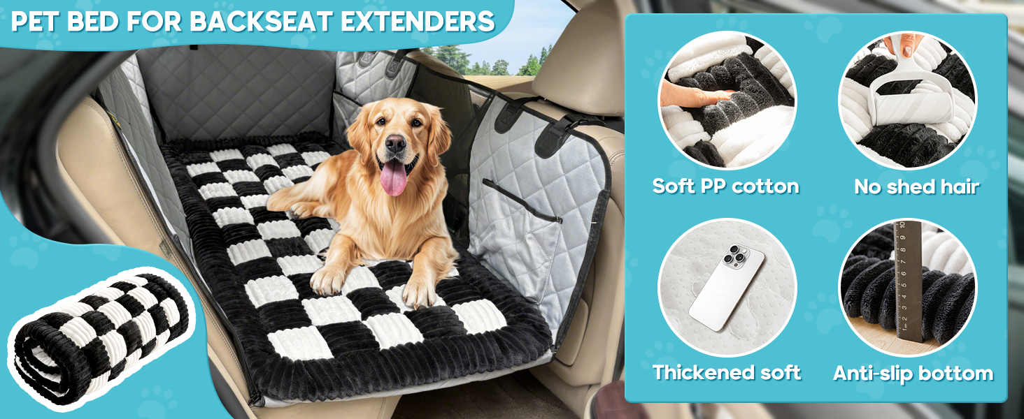 Килимок для собак у машину Loiion, захист заднього сидіння, чорно-білий, 127x62.5 см