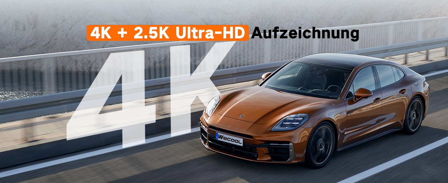 Автомобільний відеореєстратор Wecool 4K+2.5K (передній та задній), 2 канали, кут 170°+150°, 64GB SD-карта, 5GHz WiFi, нічна зйомка, G-сенсор, циклічний запис, цілодобовий моніторинг паркування