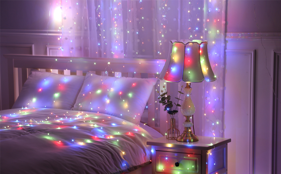 Лямпас LED 3x3м: 300 LED, тепле світло, 8 режимів, IP65, для дому та саду, декор для вечірки, весілля, Різдва