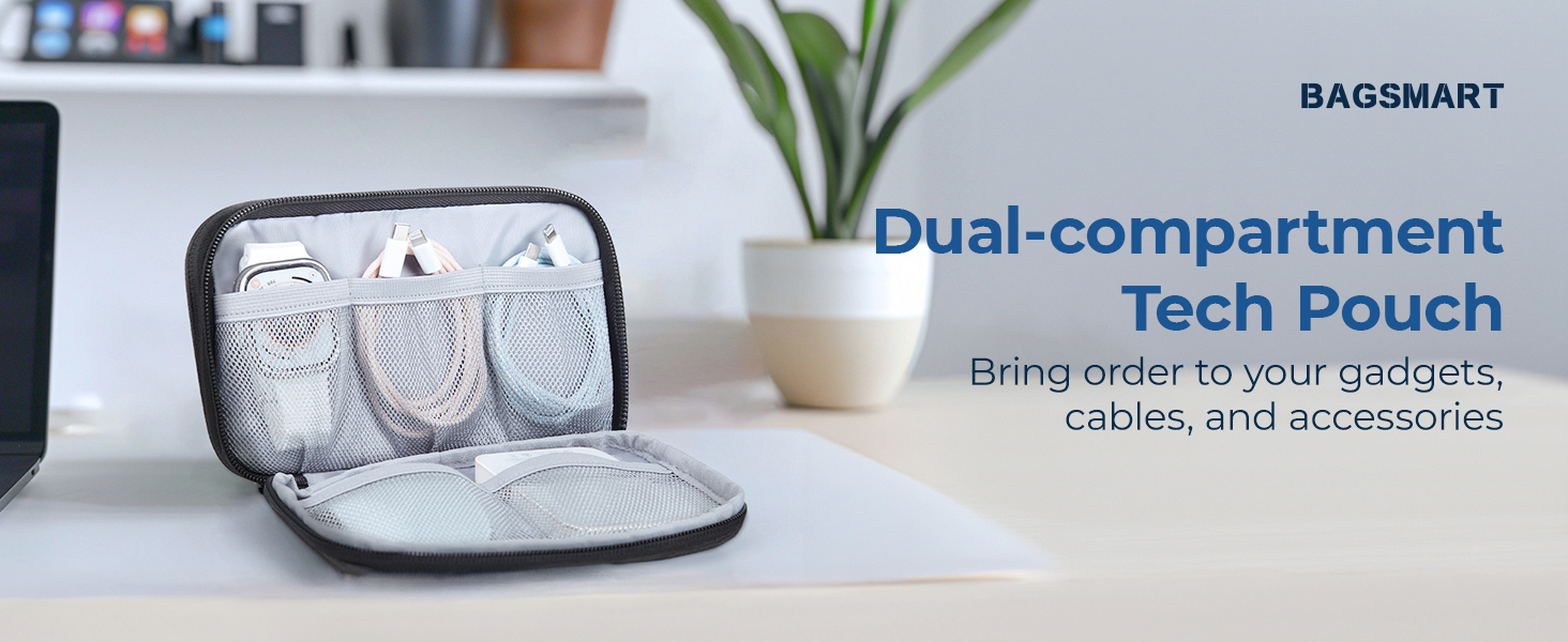 Органайзер для кабелів та електроніки BAGSMART: водонепроникна сумка-органайзер для подорожей, чорний