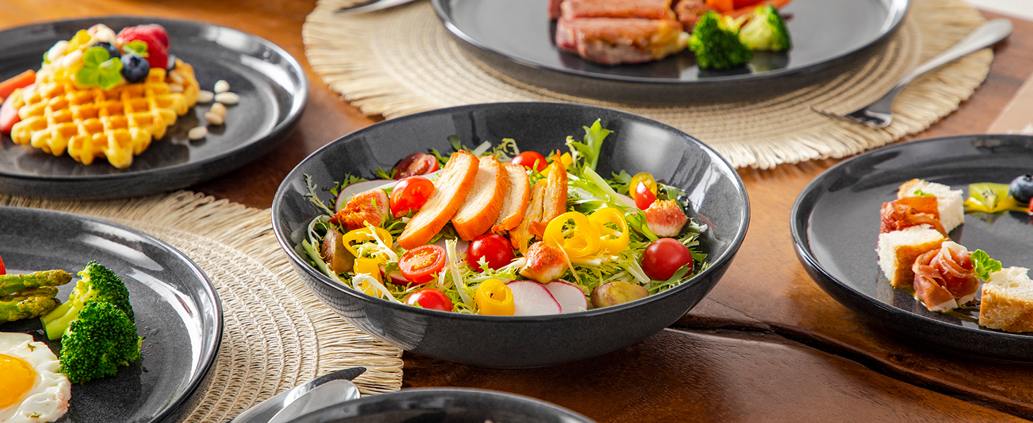 Набір посуду Steingut vancasso ANYA (48 предметів) – сучасний сервіз для 6 осіб (сірий)