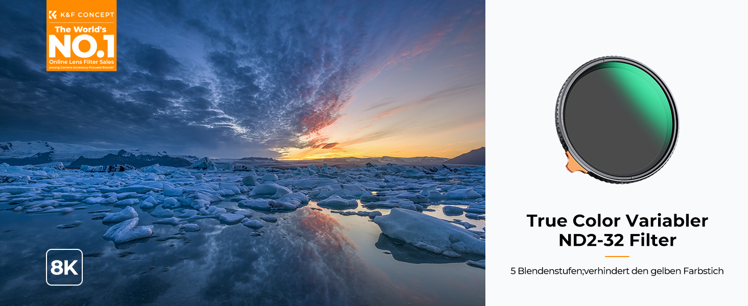 Фільтр нейтральної сірої ND K&F Concept Nano-X True Color Variabler 55mm (ND2-32, 1-5 ступенів)