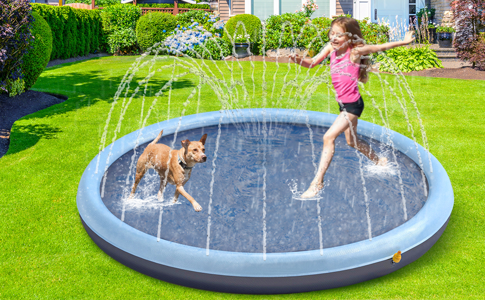 Дитячий розбризкувач Kinder з антиковзким покриттям, 200 см, іграшка-водогра, басейн для собак, ігри на відкритому повітрі, Splash Pad (Блакитний-200 см)