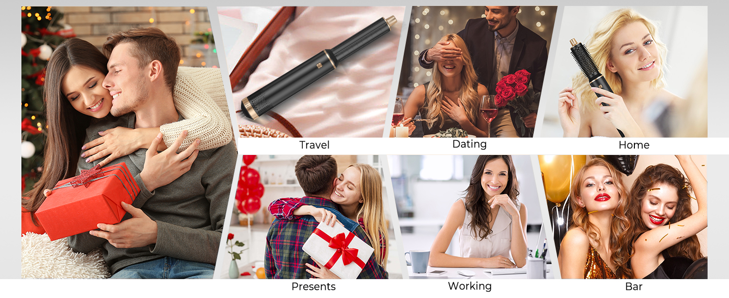 Набір для укладки волосся Souvik: щітка-фен, плойка, об'єм, сушка. Чорний