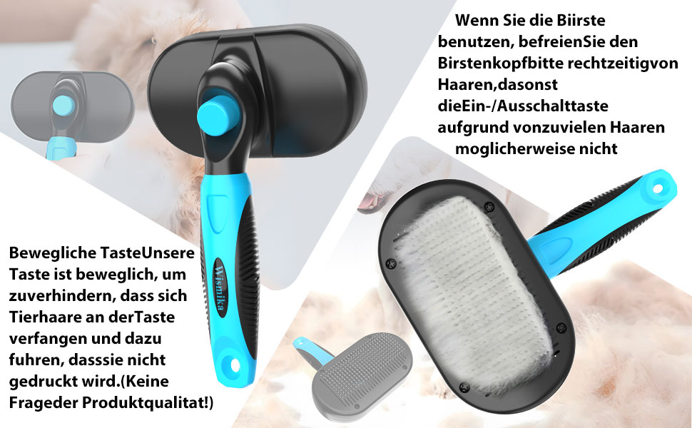 Двостороння щітка для грумінгу собак та котів 2-в-1, для видалення підшерстка, самоочисна (блакитна)
