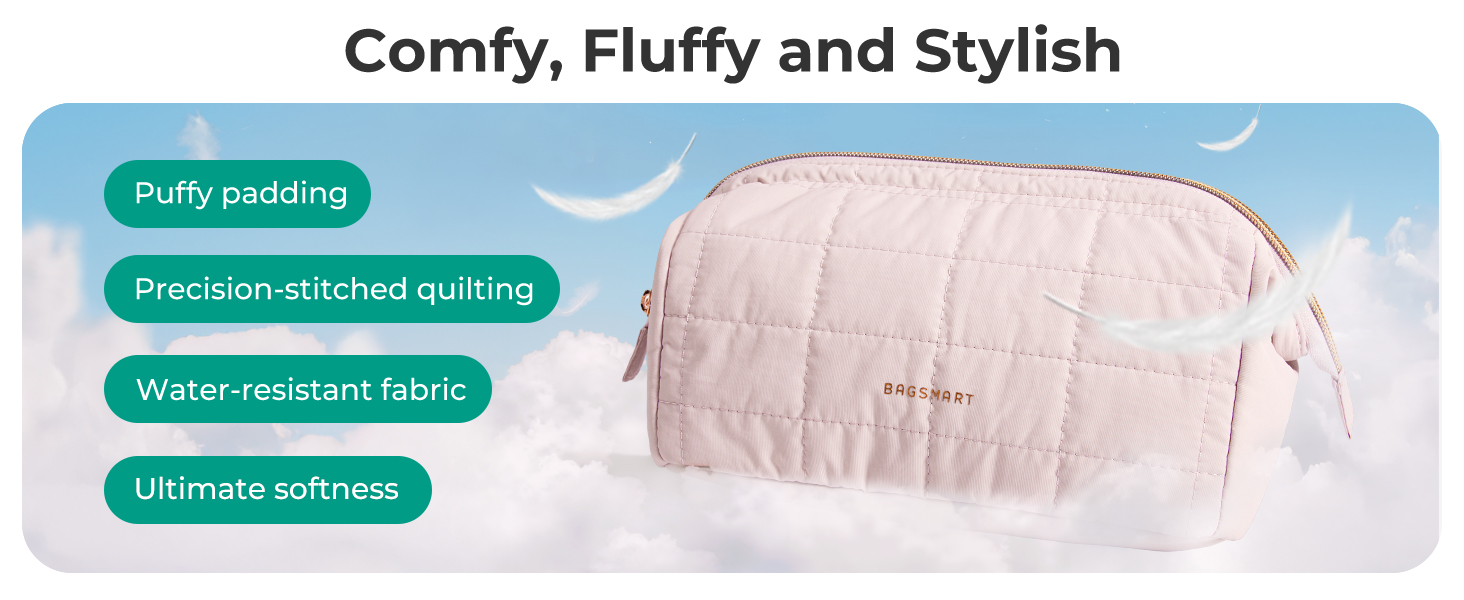 Косметичка для макіяжу BAGSMART, рожева, для подорожей, велика, водонепроникна