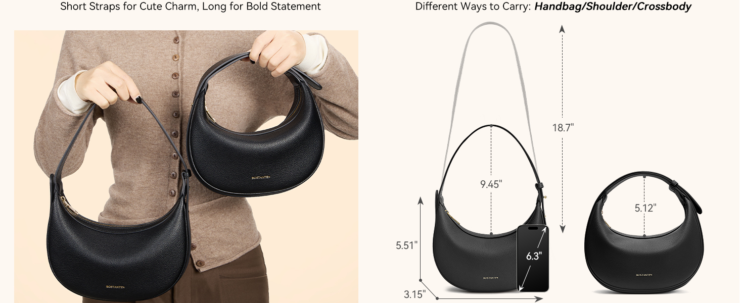 Сумка жіноча BOSTANTEN велика шопер з PU шкіри, елегантна сумка через плече, Hobo Bag чорна (1-3320-бежева)