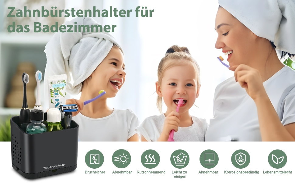 Тримач для зубних щіток електричних, органайзер для ванної кімнати, великий, чорний