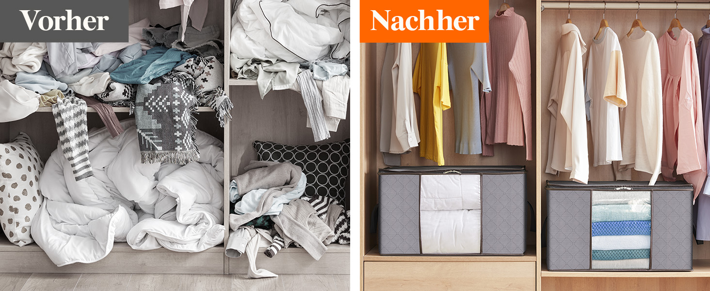 Коробки для зберігання постільної білизни та одягу Lifewit, 6 шт, 105л, сірі - органайзери для під ліжко, для переїзду