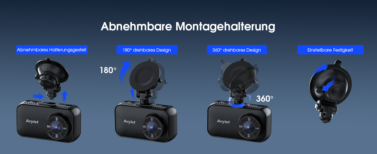 Автомобільний відеореєстратор Avylet 4K/2.5K+1080P з передньою та задньою камерами, 64GB SD карта, 5GHz WiFi, ADAS, 2.7