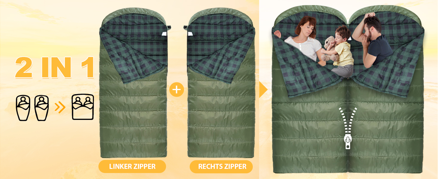 Спальний мішок Poepore XXL для дорослих, 3-4 сезони, фланель, 230x90 см, для кемпінгу та зимового відпочинку