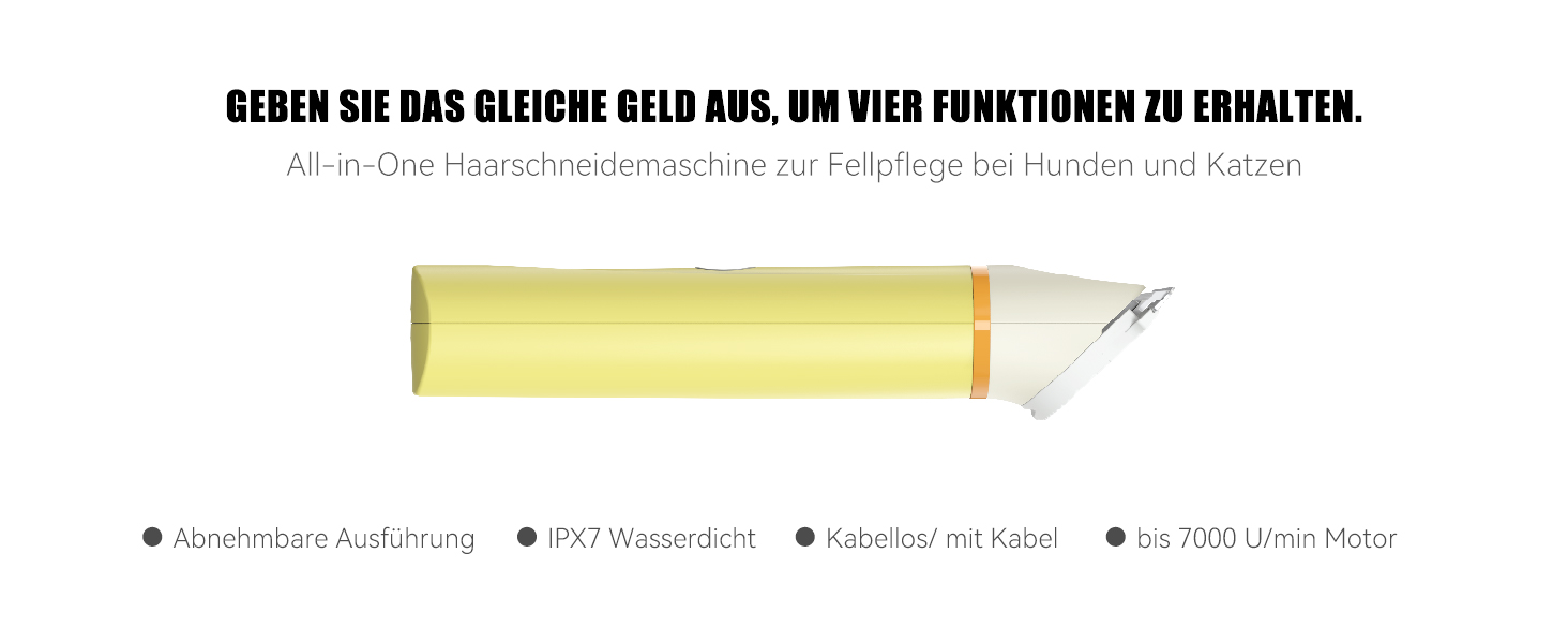Набір для стрижки собак та котів Leise: акумуляторна машинка з 4 насадками, водонепроникна IPX7, для догляду за мордочкою, вухами, лапами та тілом