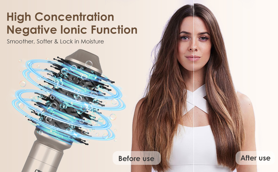 Набір для укладки волосся Airstyler Set: професійний фен-щітка 1000W, 5 насадок, автоматична завивка, випрямлення, об'єм, мультистайл, колір шампань