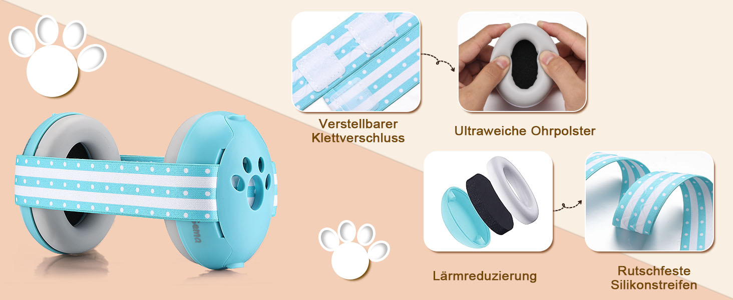 Навушники для захисту від шуму Lilian&Gema для немовлят - 2 в 1, блакитні