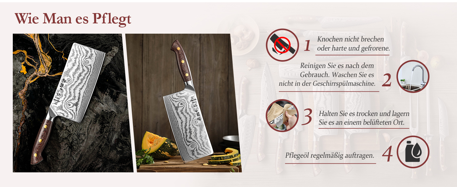 HEZHEN ніж кухарський 21 см дамаст 67 шарів, професійний ніж для кухні з дерев'яною піхвою, full tang ручка з Micarta