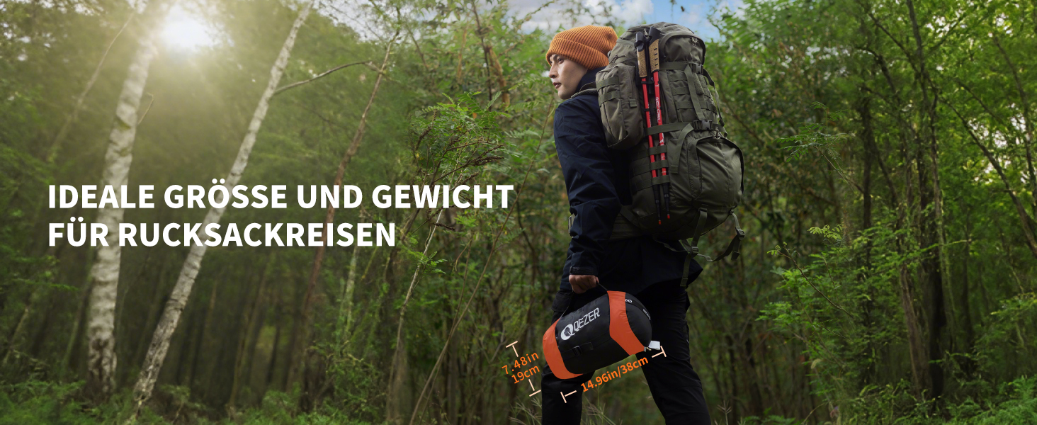 Сплячий мішок пуховий зимовий, 600FP+ преміум-пух, 12°C до -24°C, легкий та теплий для 3-4 сезонів, кемпінг, трекінг, чорний 7°C (оранжевий 0°C)