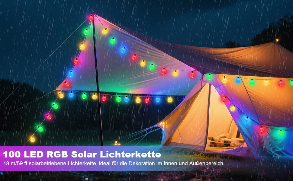 Сонячна гірлянда для вулиці, 60 LED, 13.2м, 8 режимів, IP65, тепле світло. Декорація для балкона, тераси, саду, ялинки.