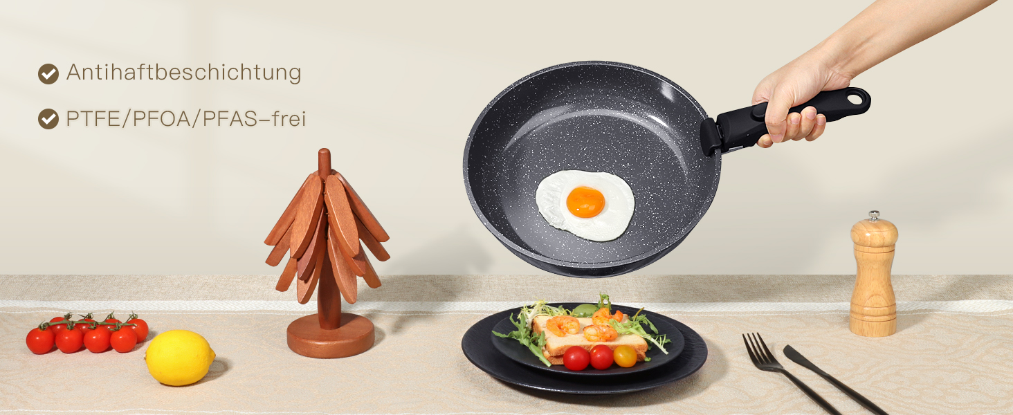 Набір посуду GiPP 21 предмет: сковороди та каструлі з антипригарним покриттям, для всіх типів плит, чорний