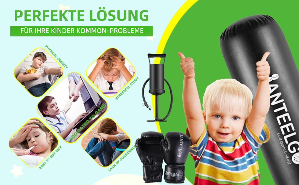 Дитячий боксерський мішок JanTeelGO 150 см для карате та боксу. Ідеальний подарунок для хлопчиків та дівчаток 3-12 років