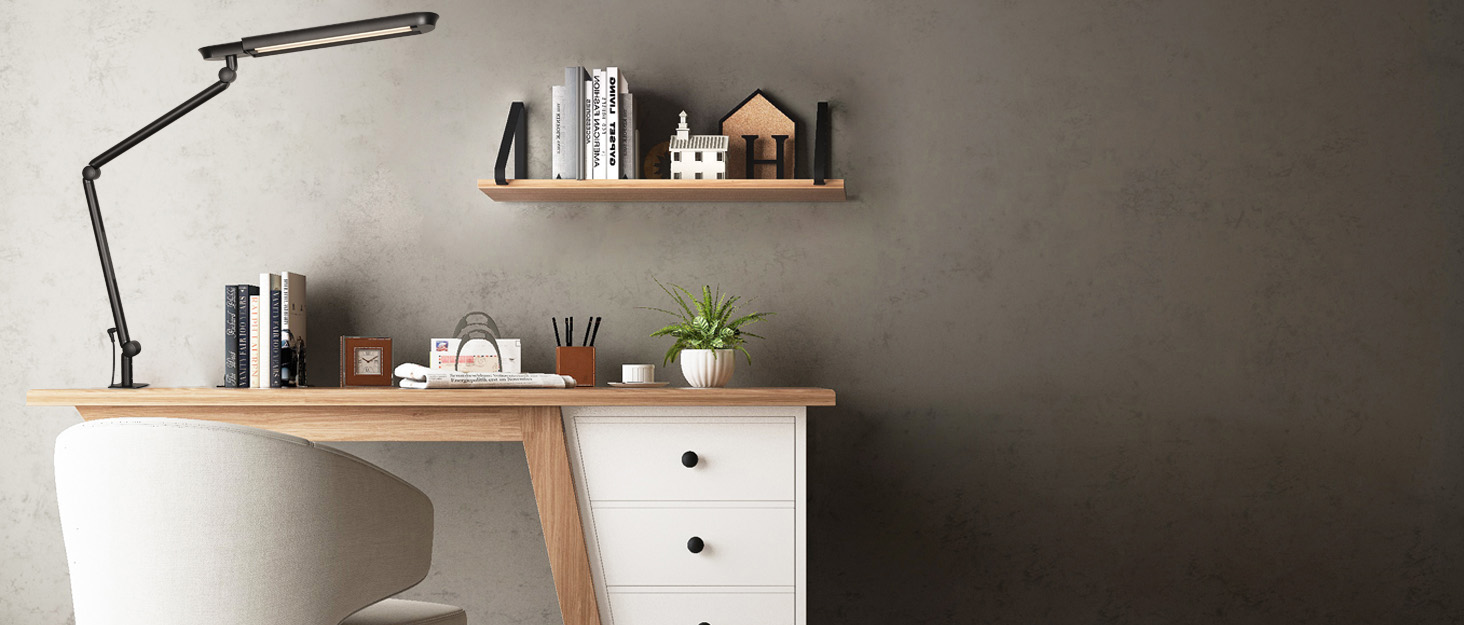 LED лампа настільна з кліпсою, 18W, 1100 люменів, регульована, для офісу та дому, без відблисків, захист очей, білий (чорний)