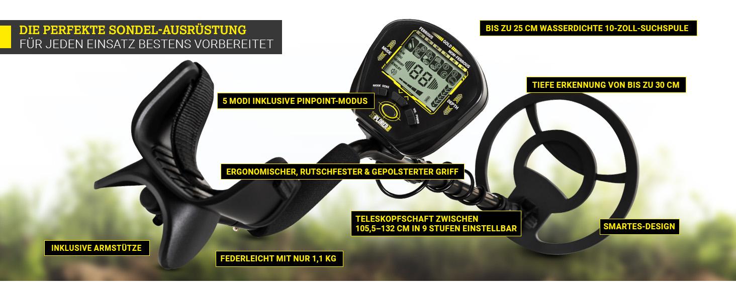 Металодетектор Craftfull | Набір металошукача для дітей та дорослих | Водонепроникний мультідетектор | Пошук золота та скарбів