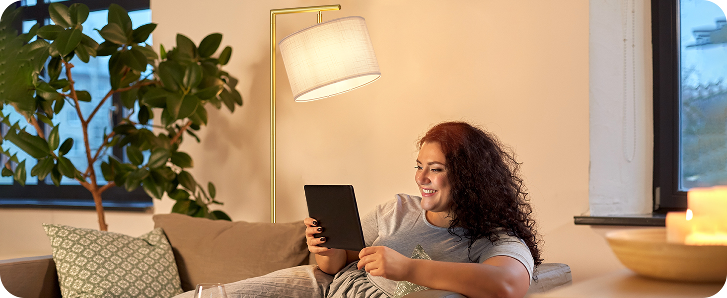 Стійка лампа EDISHINE для вітальні 160 см, аркова лампа сучасного дизайну з регульованим бежевим абажуром з льону, LED E27 лампочка в комплекті, настільна лампа для спальні, дитячої кімнати (Золота)