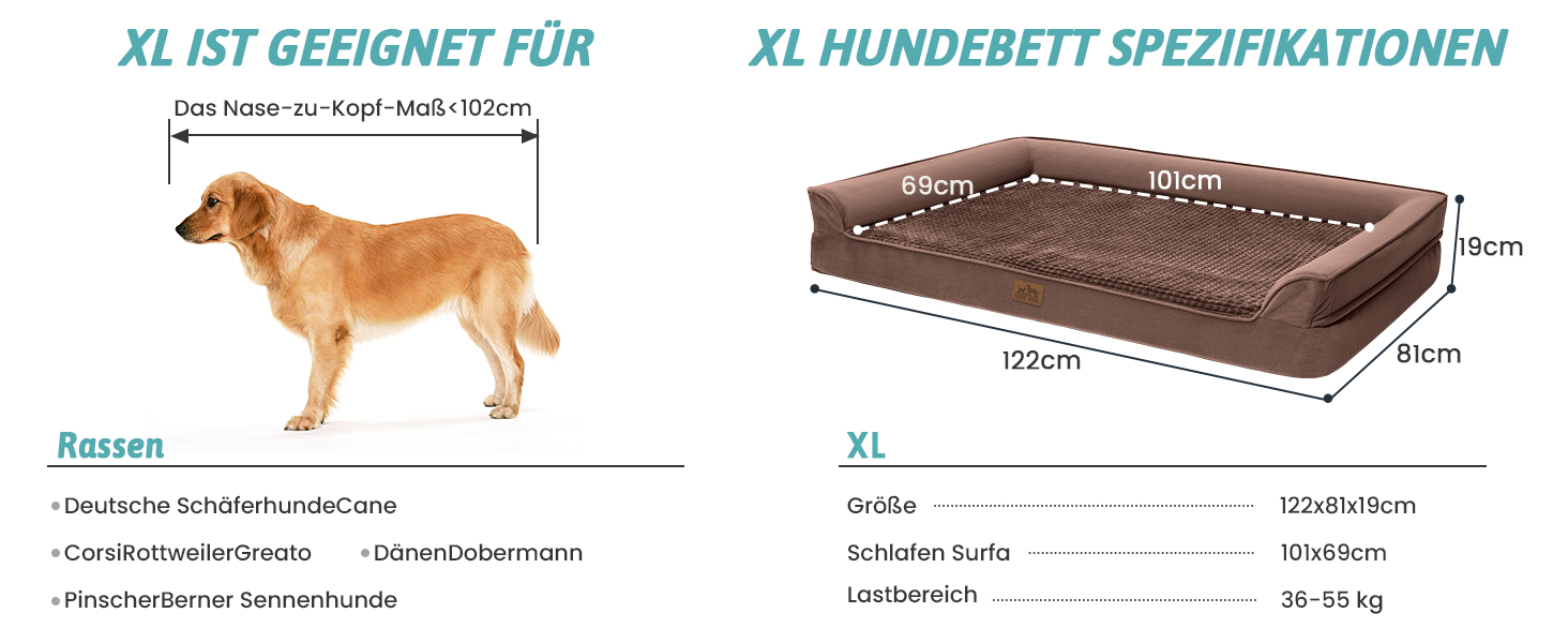 Ортопедичне ліжко для собак маленьких порід, водонепроникне диван-ліжко з бортиками, з підтримуючою піною, зручне ліжко для домашніх тварин з знімним, пральним чохлом, водонепроникний наповнювач, антиковзаюче покриття (107 x 76 x 19 см, Колір: Коричневий)