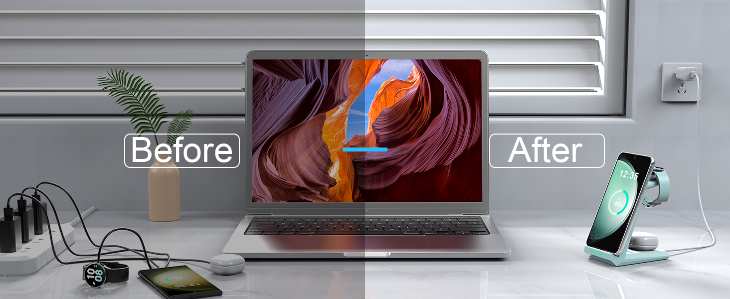 Зарядний пристрій NANAMI 3-в-1 для Samsung Galaxy Watch, Buds та смартфонів S25, S24, S23 Ultra, Z Flip, Z Fold (зелений)