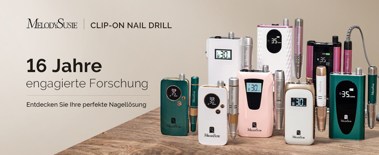 MelodySusie SC300F Професійний насадковий фрезер для нігтів, електрична насадка для манікюру, 30000 об/хв, LCD-дисплей, регулювання швидкості, для акрилу та гелю, для салону, білий