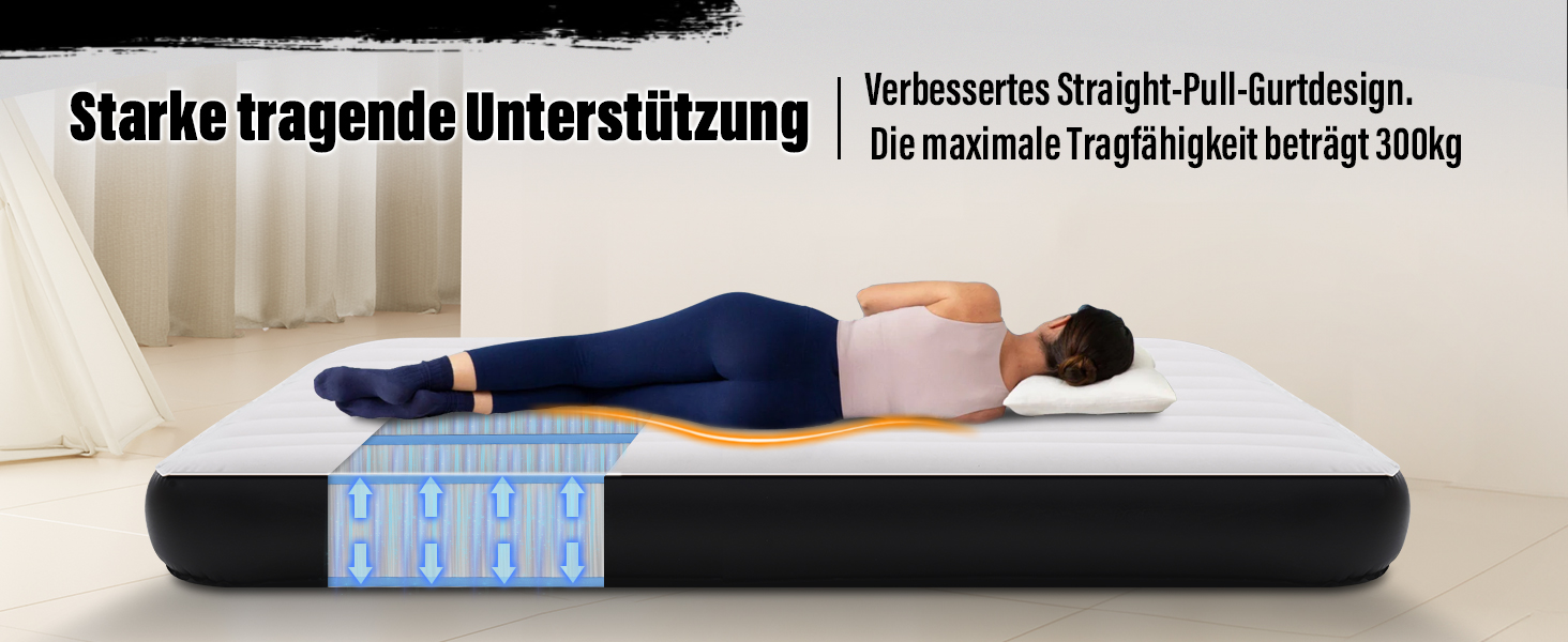 Надувне ліжко для двох осіб з автоматичним надуванням, 198x152x25 см, чорний колір. З вбудованим насосом, самонадувна повітряна матрац-ліжко