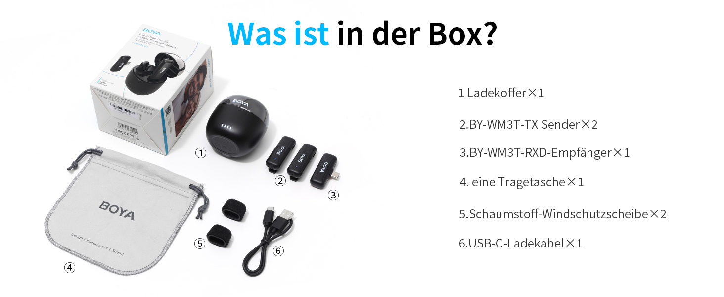 BOYA BY-WM3T-U2: Бездротовий петличний мікрофон з USB-C для Android/iPhone - 100м, 32год, шумозаглушення