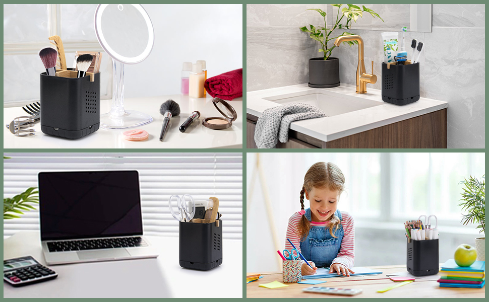 Тримач для електричної зубної щітки з підставкою для насадок, органайзер для ванної кімнати, чорний