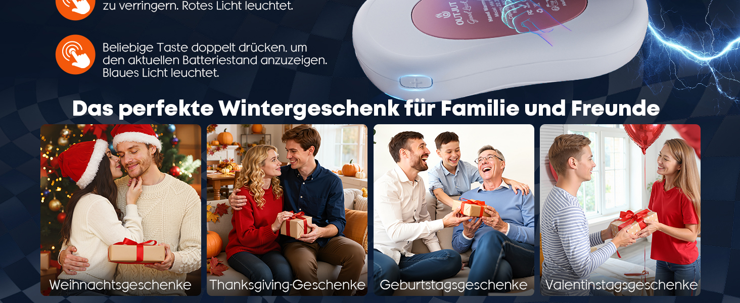 Електричні грілки для рук 2 шт. 12000 mAh з магнітним двостороннім нагріванням та цифровим індикатором температури та заряду батареї для відпочинку на природі/кемпінгу (Білий-Рожевий)