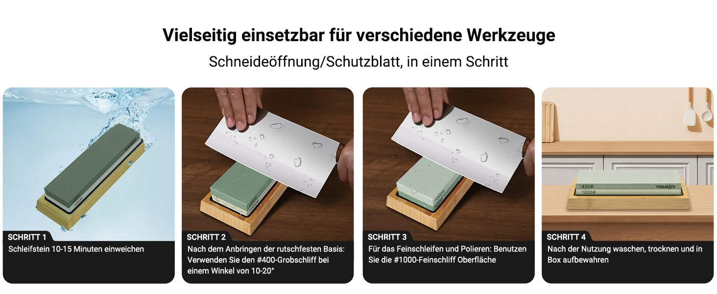 Набір для заточування ножів Schleifstein: 400/1000, з підставкою та кутовою насадкою
