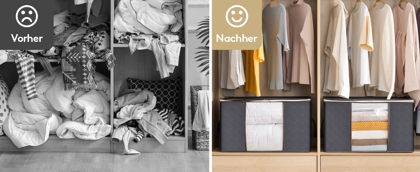 Органайзер для зберігання постільної білизни Lifewit (3 шт, 60 л), сірий - коробка для білизни, речей, постільних речей