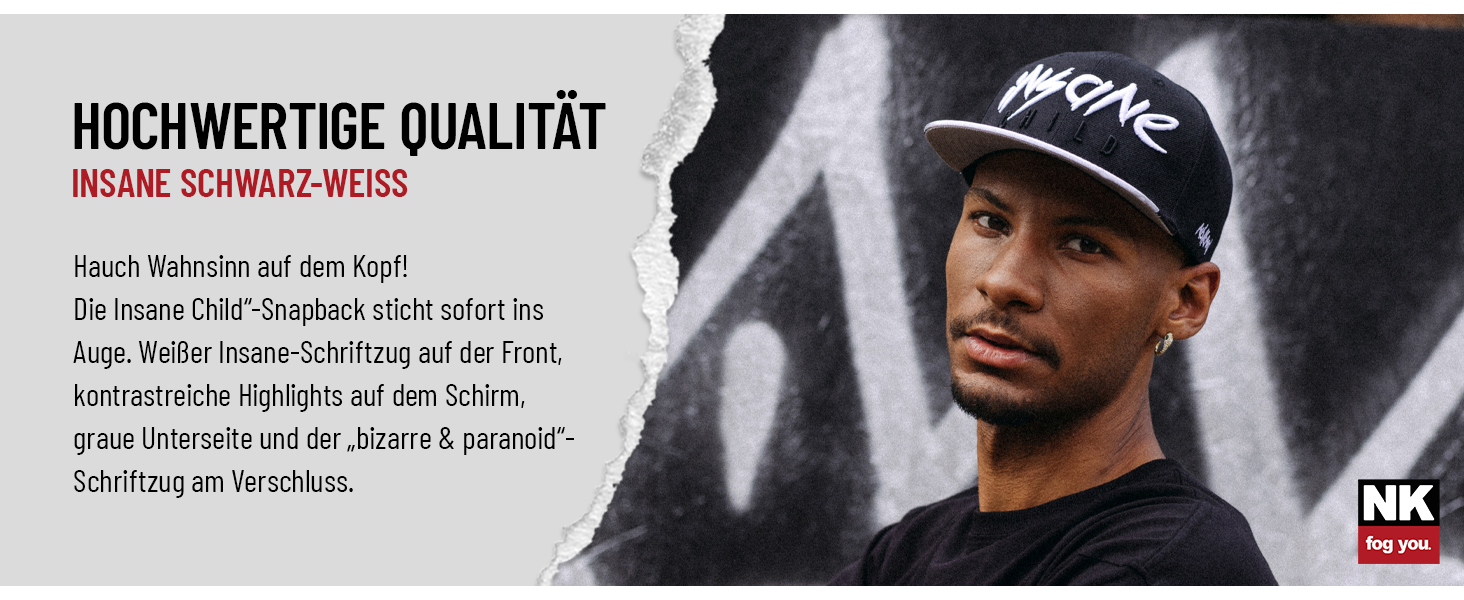 Кепка Snapback Nebelkind Insane Child чорно-біла, універсальний розмір, регульована, унісекс, якісна бейсболка в стилі streetwear