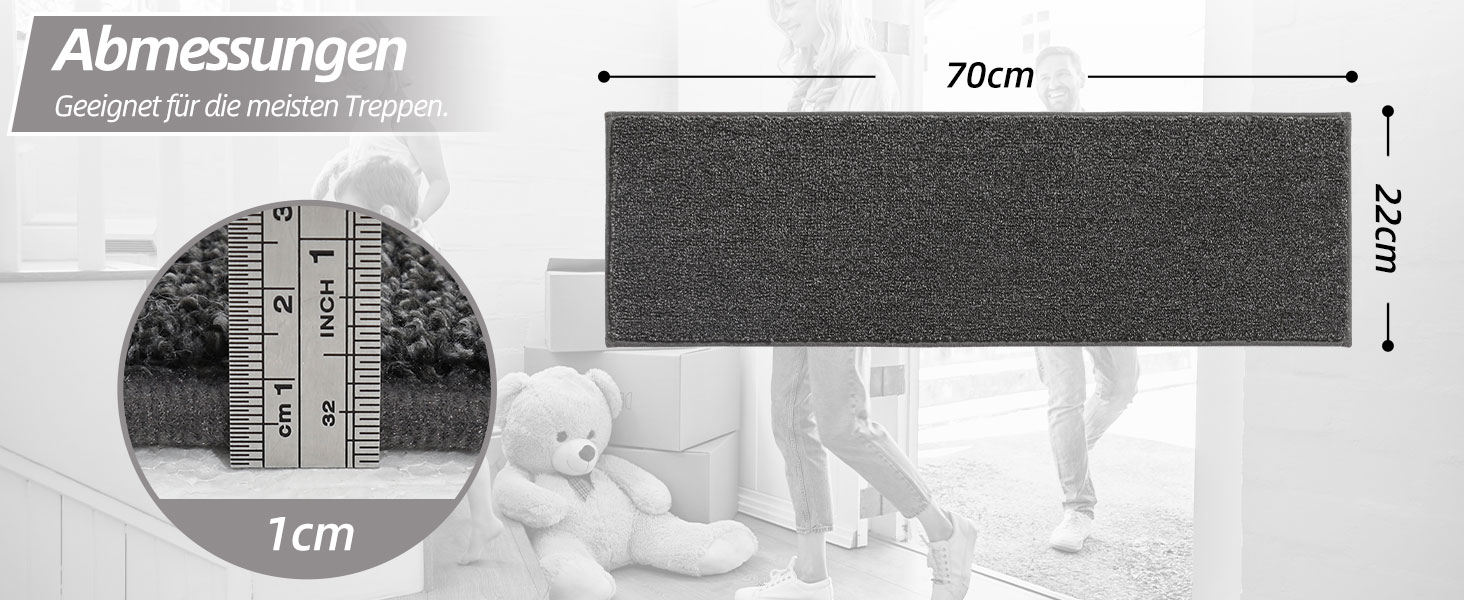 Ковзаючі сходи COSY HOMEER, 15 шт., 70x22 см, самоклеючі, машинне прання, 100% поліестер, TPE-підкладка, для дітей, літніх людей та домашніх тварин, темно-сірий