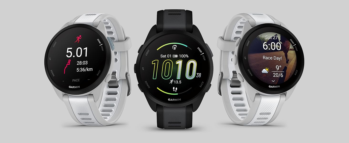 Garmin Forerunner 165 43mm: Розумний годинник для бігу з AMOLED екраном, до 11 днів роботи, 25+ спортивних функцій, рекомендації тренувань та моніторинг здоров'я
