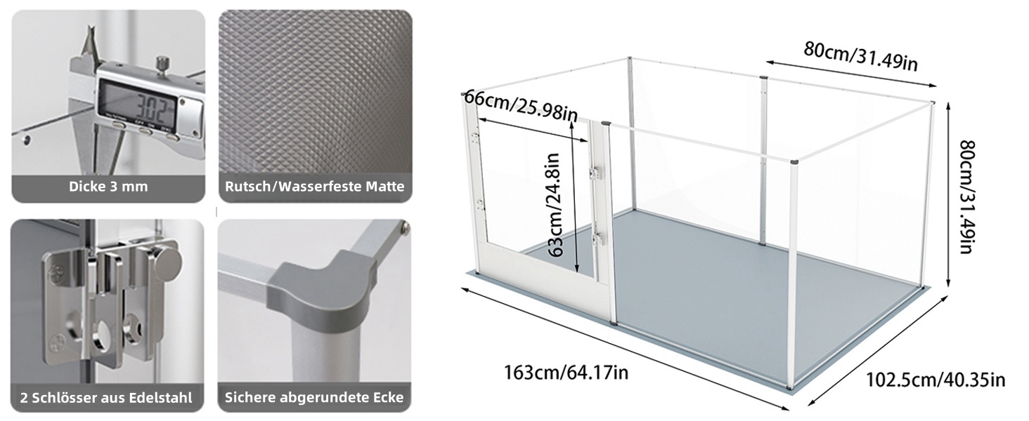Кія для собак BingoPaw: вольєр для цуценят та собак, 8-секційний, 60 см, XXL, з дверцятами та водовідштовхувальним дном (163 x 102 x 80 см)