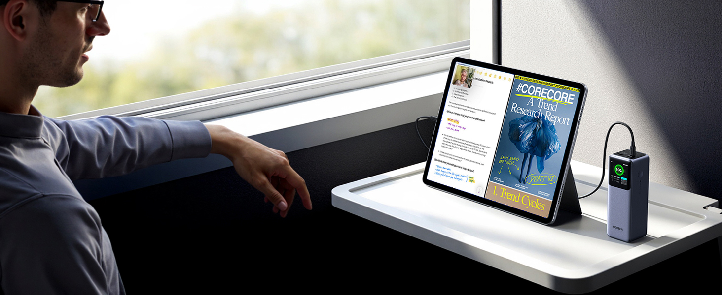 Power Bank UGREEN Nexode 25000mAh 200W з 3 портами, цифровим дисплеєм, USB-C PD 3.1, сумісний з iPhone, Galaxy, MacBook, Dell