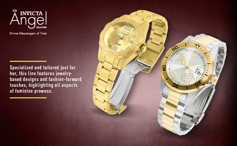 Жіночий кварцовий годинник Invicta Angel — 38мм, золотистий зі сталі, білий циферблат