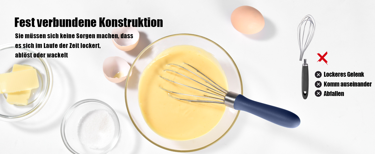 Ручний вінчик для кухні Doosu 28 см, з нержавіючої сталі 18/8, 8 гнучких дротів для збивання та перемішування (Midnigth Blue, S-23cm)