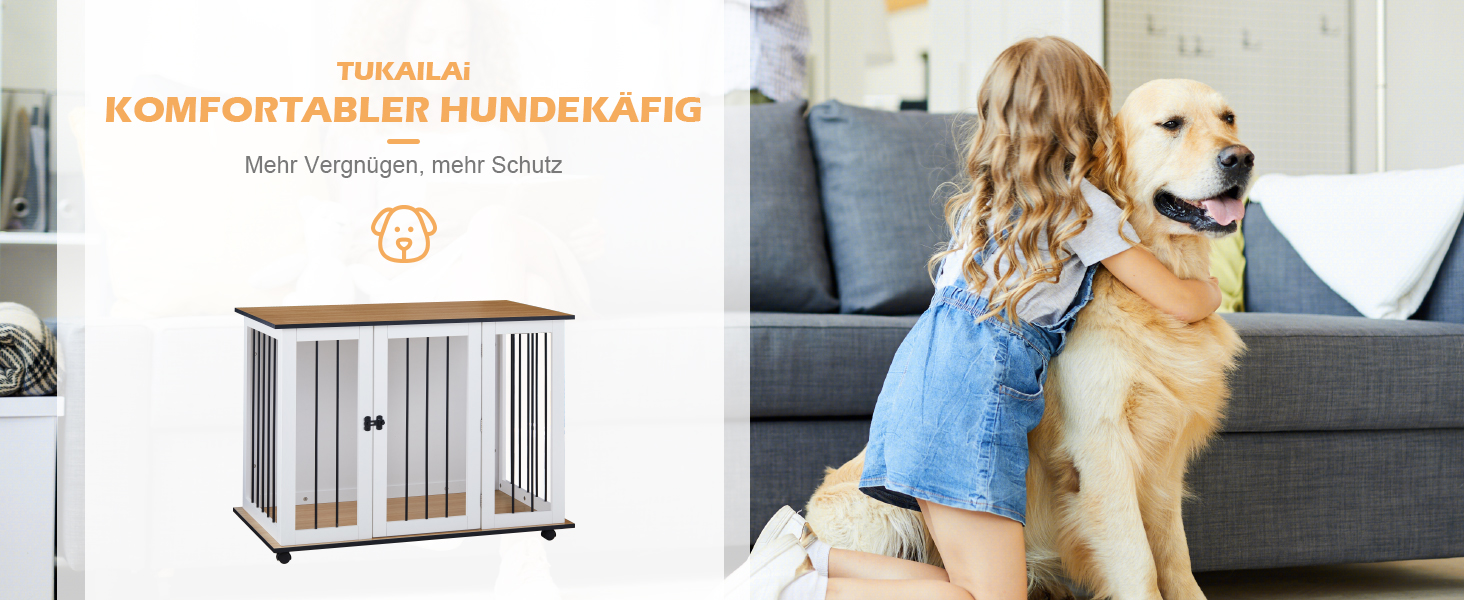 Тамбур для собак TUKAILAi, стильний будиночок для собак в інтер'єрі, клітка для собак, переноска для собак, білий та коричневий