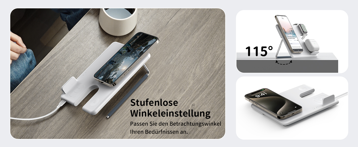 Зарядний пристрій JoyGeek 3-в-1 з MagSafe для Apple Watch, iPhone 16/15/14/13/12 та AirPods, складна зарядка