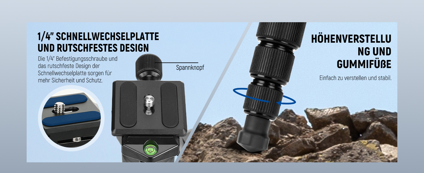 Штатив для камери NEEWER 77' з моноподом, кульковою головкою 360° та Arca QR-пластиною, компактний, легкий, з алюмінію, для подорожей, відеозйомки, максимальне навантаження 6 кг (TP39)