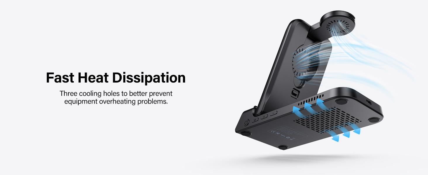 Бездротова зарядна станція 3-в-1 для Google Pixel Watch 3/2, Fitbit Versa 4/3, Sense 2/1, Samsung Galaxy S26 Ultra, iPhone 17 та Pixel Buds Pro 2 - SwanScout 703G2 (Чорний)