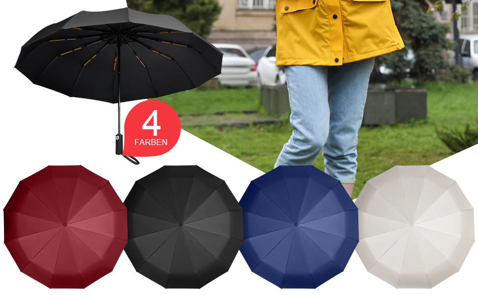 Вітростійкий автоматичний парасолька для подорожей, 12 ребер, для чоловіків та жінок (Бежевий)